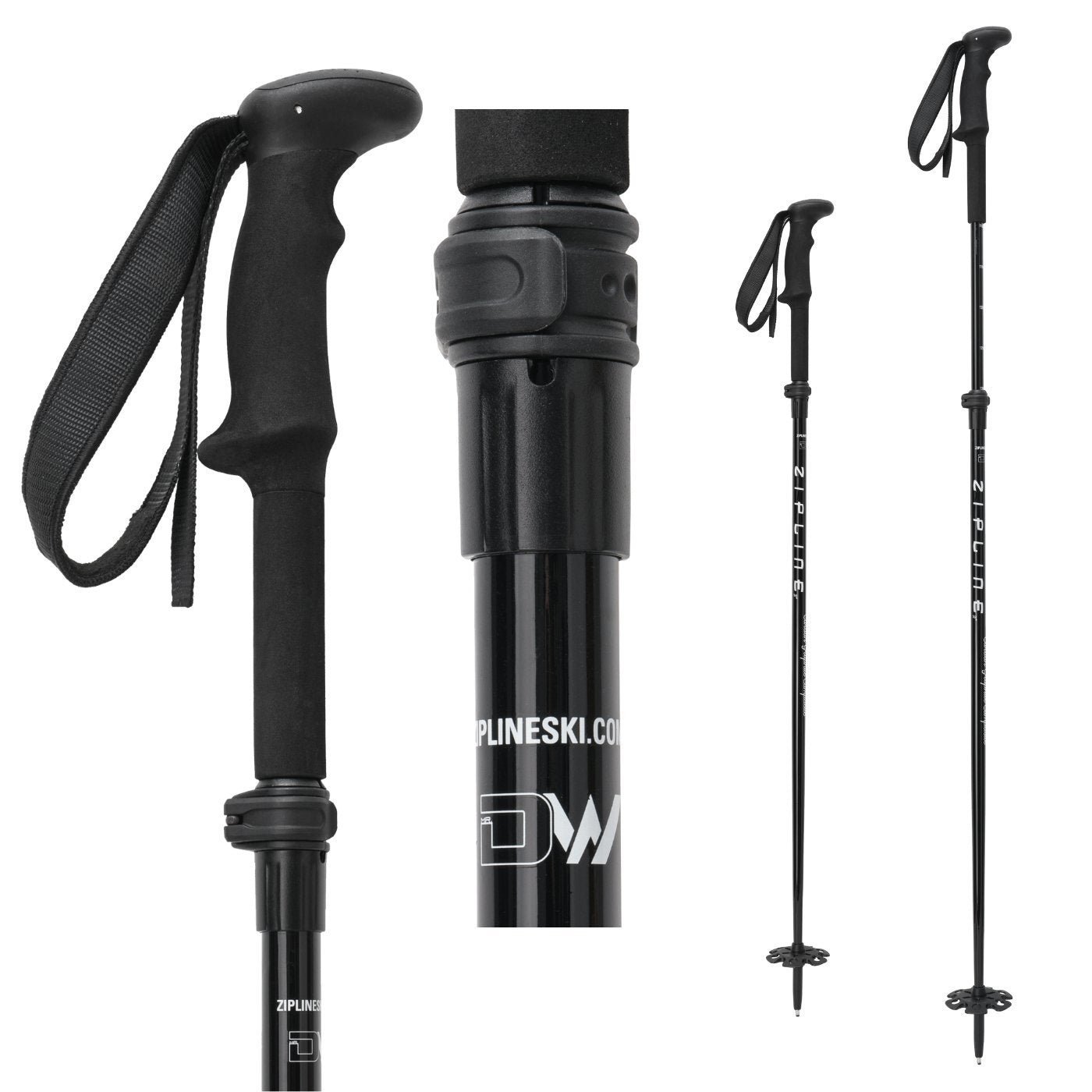 Touring Grip - MRDW Collection - Zipline Blurr EXT - Adjustable Graphite Composite Ski Poles - ZiplineSki