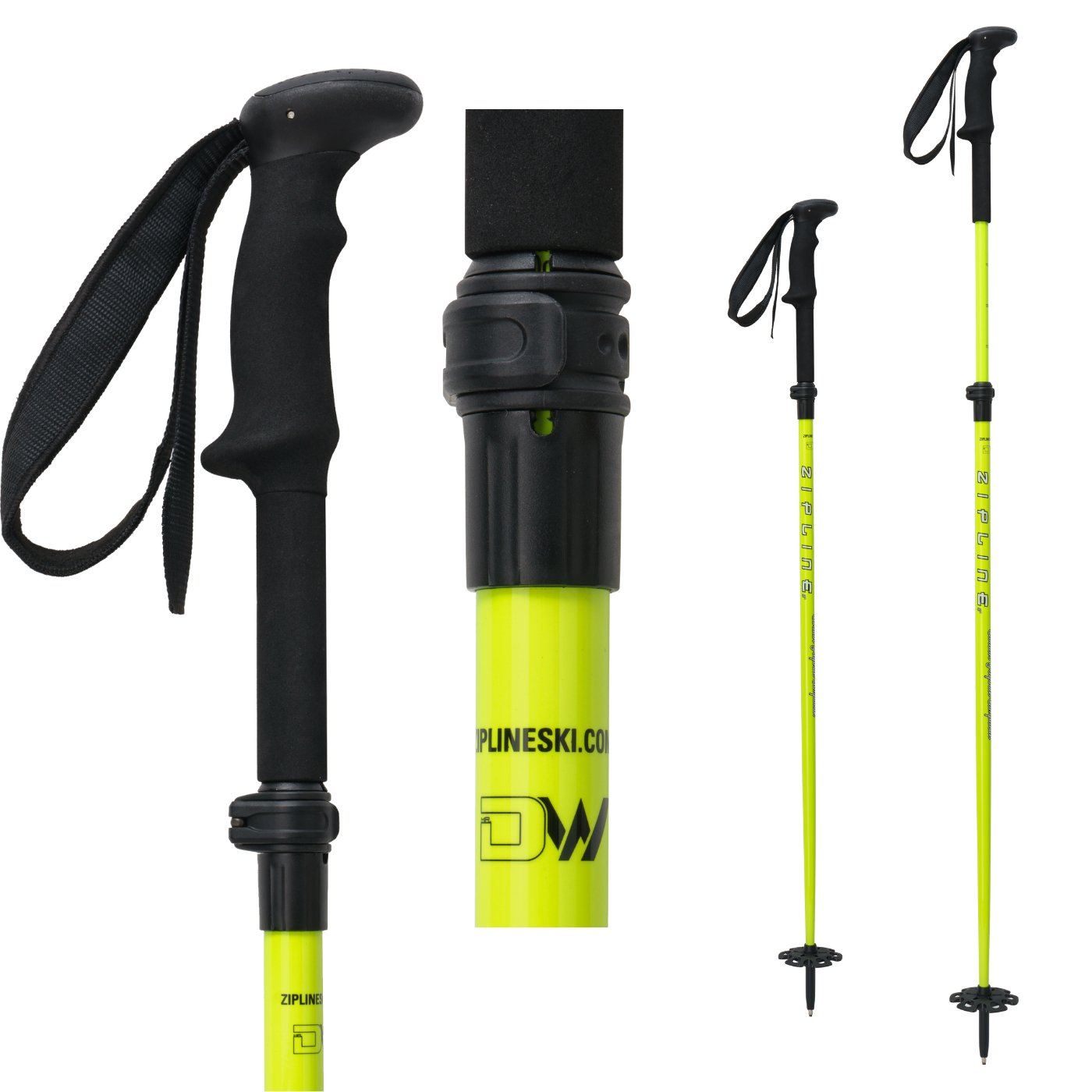 Touring Grip - MRDW Collection - Zipline Blurr EXT - Adjustable Graphite Composite Ski Poles - ZiplineSki