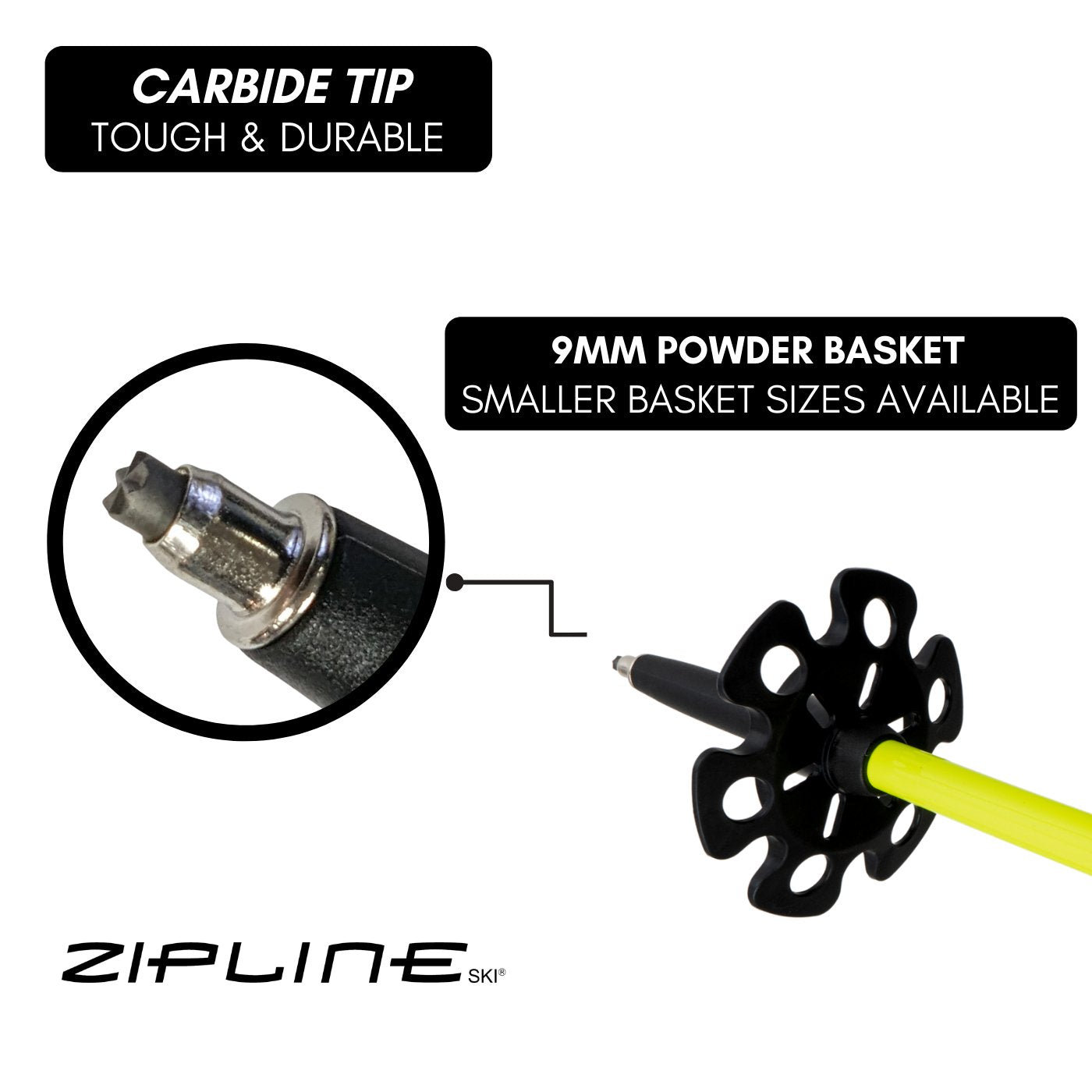 Touring Grip - MRDW Collection - Zipline Blurr EXT - Adjustable Graphite Composite Ski Poles - ZiplineSki