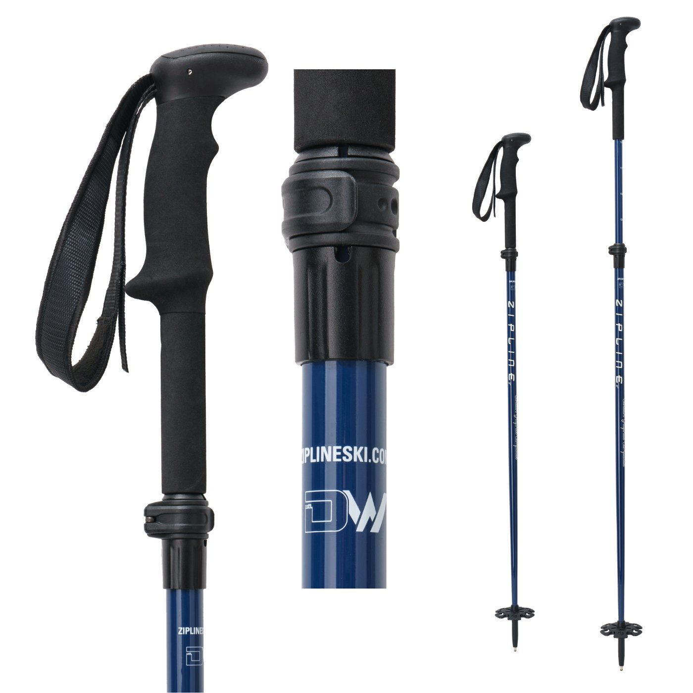 Touring Grip - MRDW Collection - Zipline Blurr EXT - Adjustable Graphite Composite Ski Poles - ZiplineSki