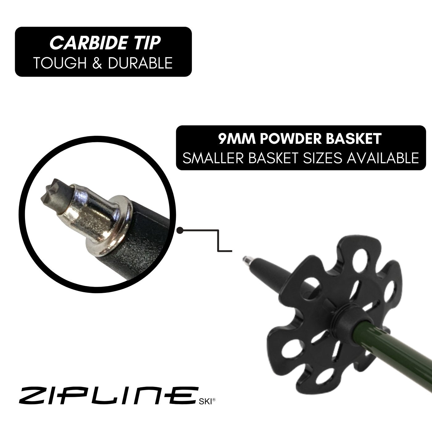 Zipline Blurr XT Graphite Composite Ski Poles - ZiplineSki