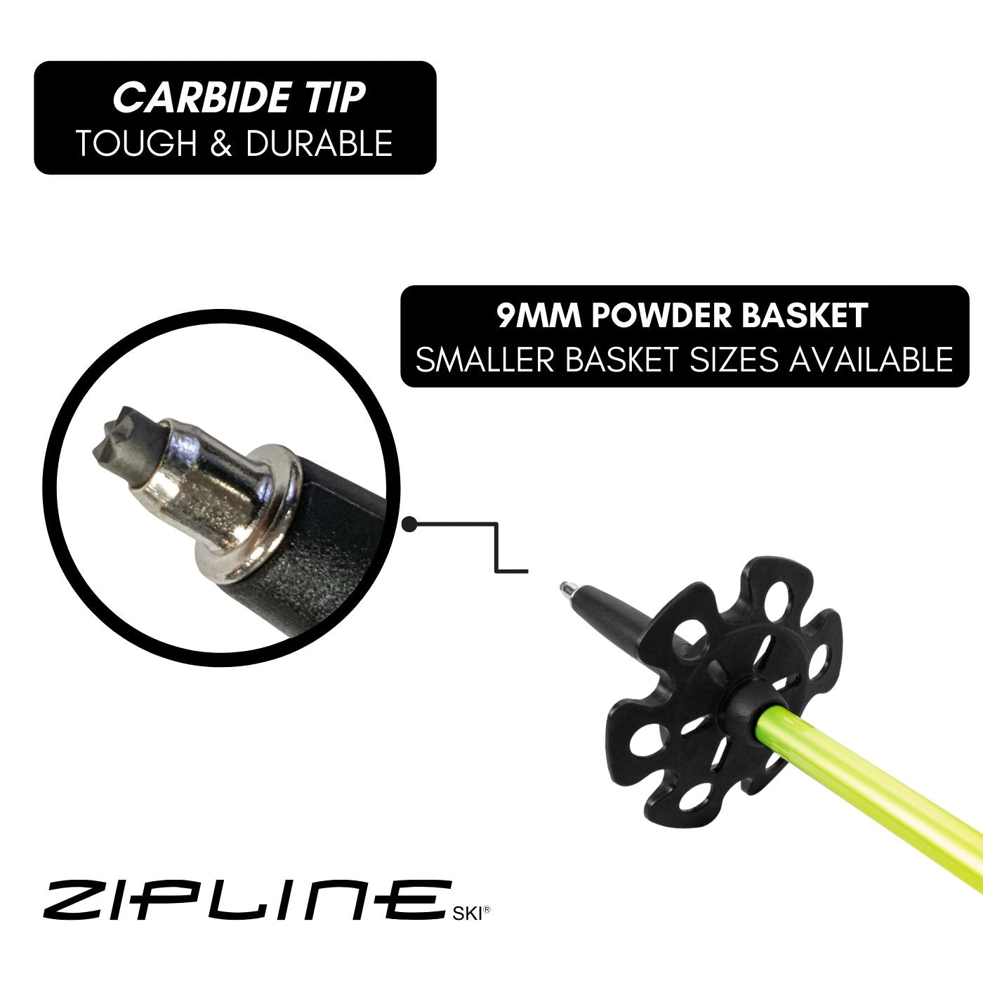 Zipline Blurr XT Graphite Composite Ski Poles - ZiplineSki