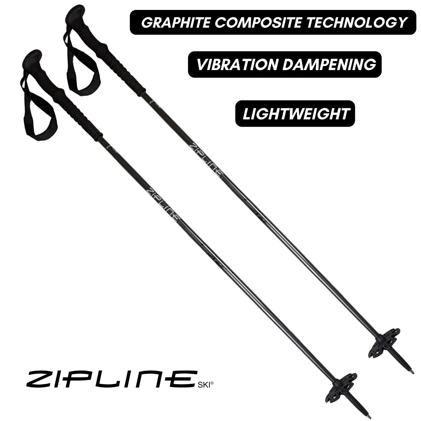 Zipline Blurr XT Graphite Composite Ski Poles - ZiplineSki