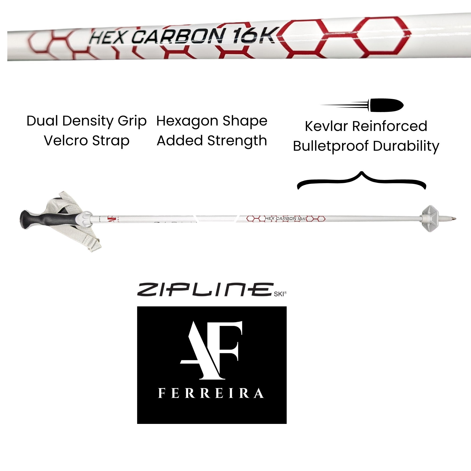 Zipline Hex Carbon 16.0K - Alex Ferreira Signature Poles - ZiplineSki