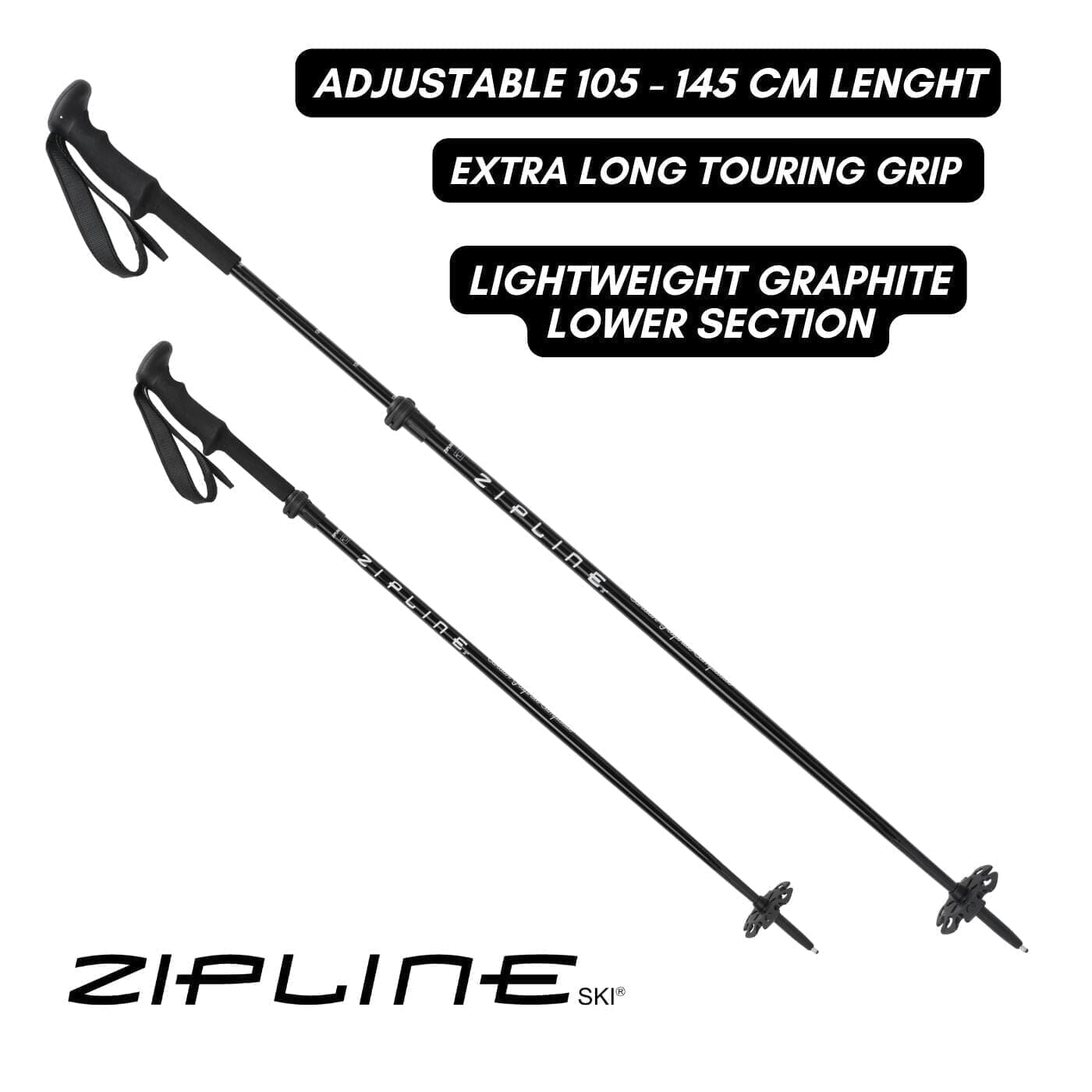 Bastones de esquí de grafito compuesto de carbono - Zipline Blurr 16.0 - US  Proveedor oficial del equipo de esquí.